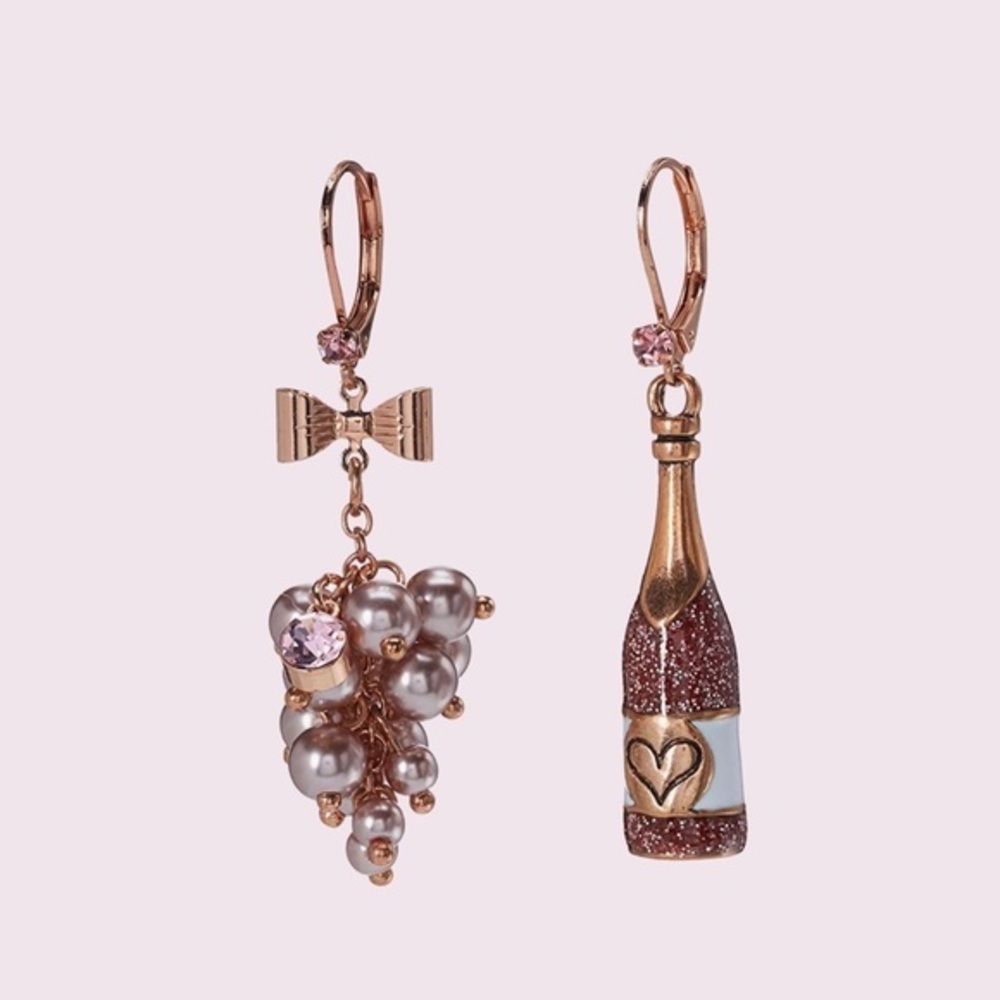 Betsey Johnson Non-Matching Champagne Earrings